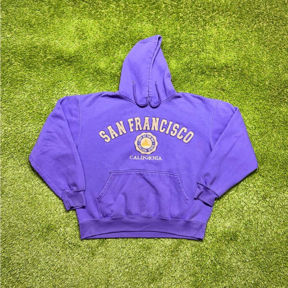San Francisco California Hoodie Sweatshirt Men Size Large Purple White